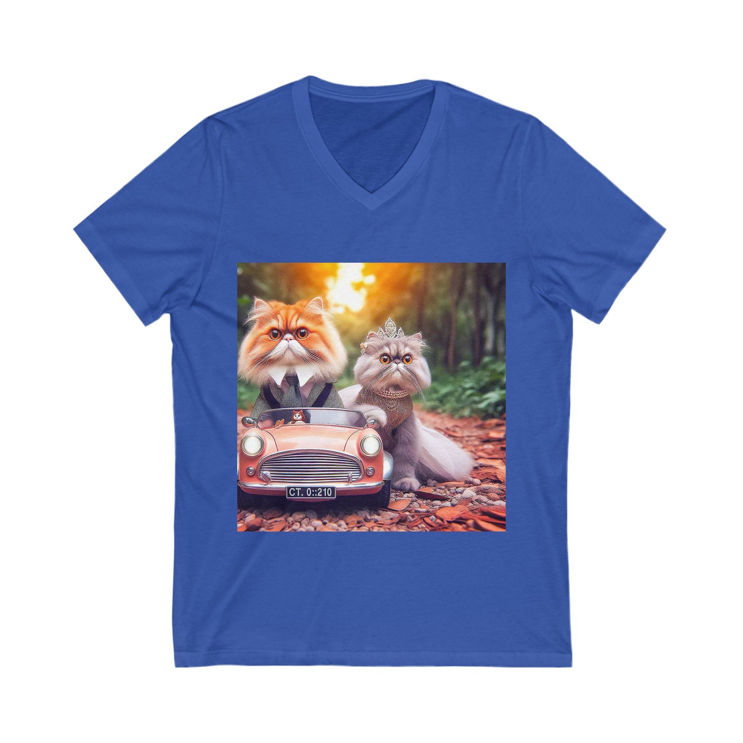 Wacky Persian Cat Unisex Jersey Short Sleeve V-Neck Tee