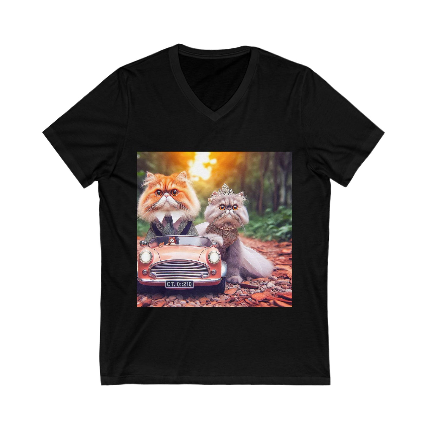 Wacky Persian Cat Unisex Jersey Short Sleeve V-Neck Tee