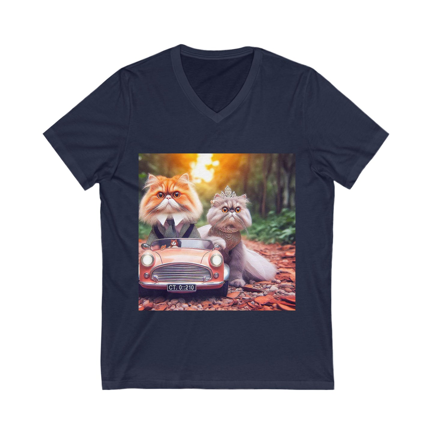 Wacky Persian Cat Unisex Jersey Short Sleeve V-Neck Tee