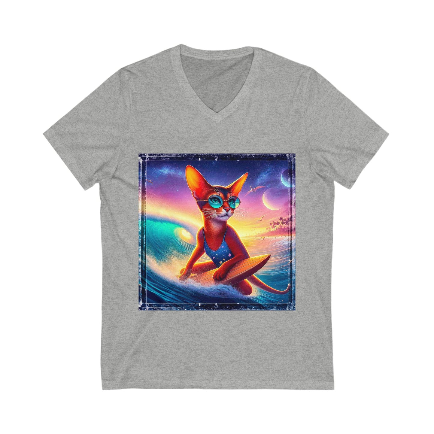 Abyssinian crashing waves Jersey Short Sleeve V-Neck Tee