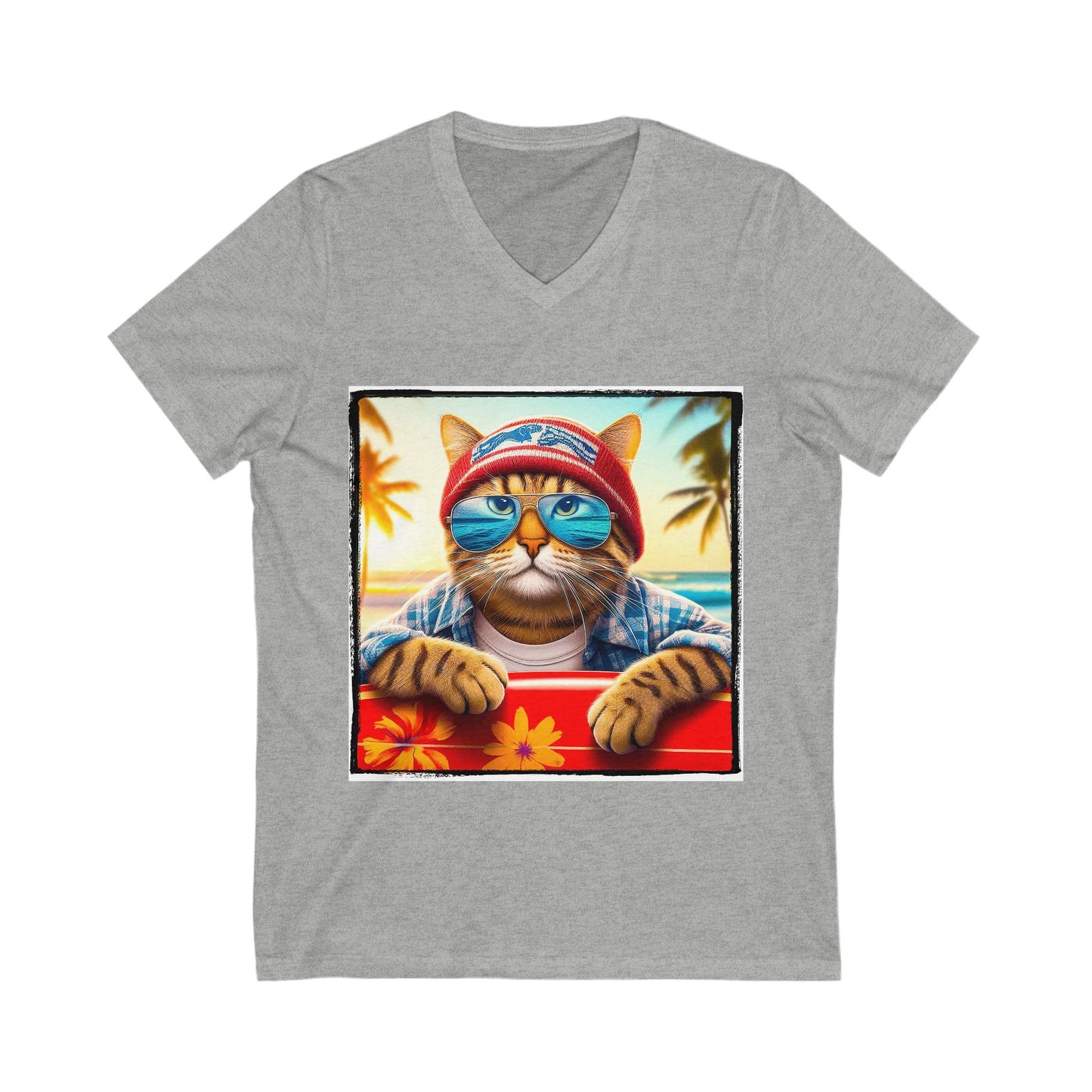 Domestic Cat Unisex Jersey Short Sleeve V-Neck Tee