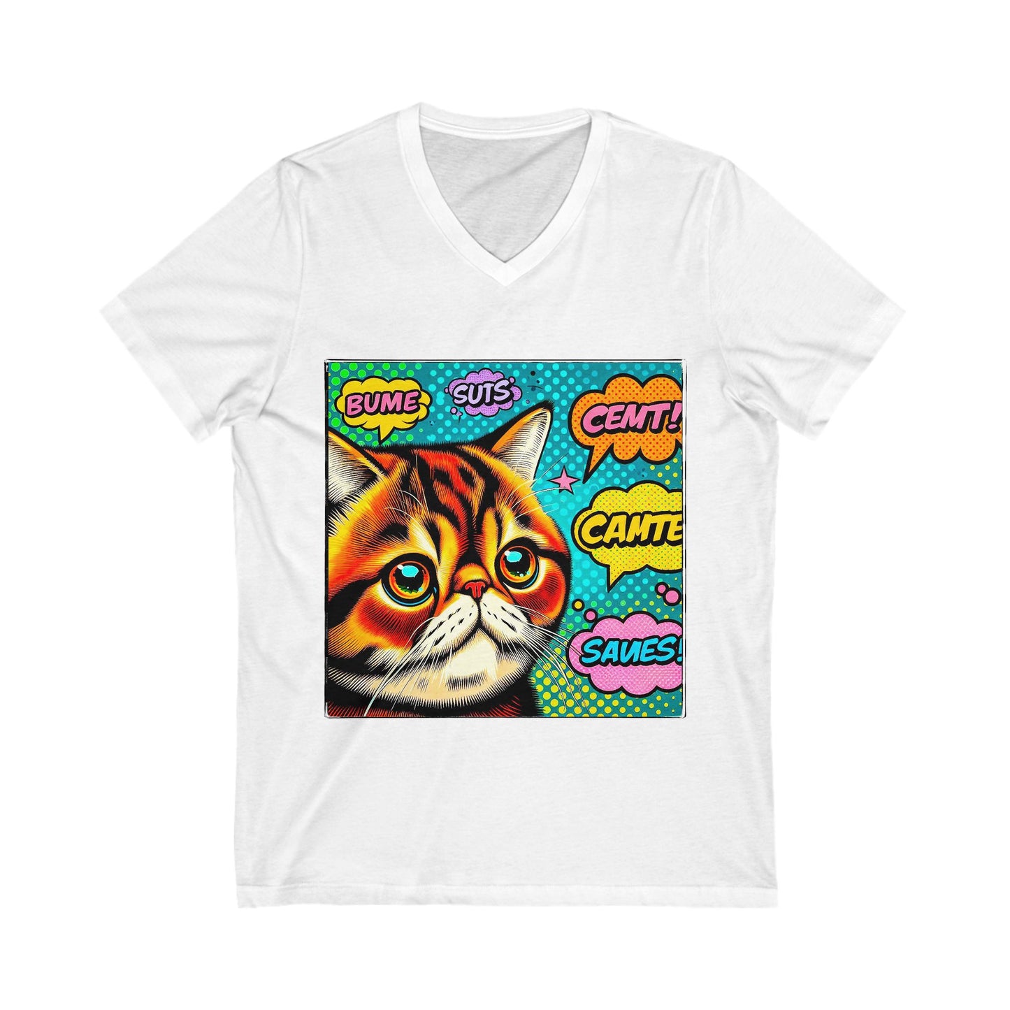 Exotic Shorthair Cat Unisex Jersey Short Sleeve V-Neck Tee