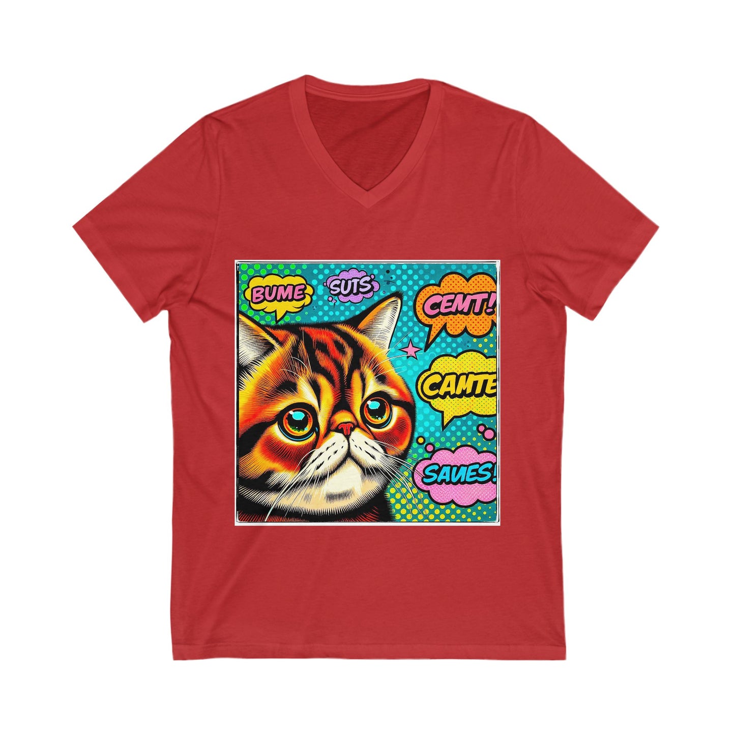 Exotic Shorthair Cat Unisex Jersey Short Sleeve V-Neck Tee