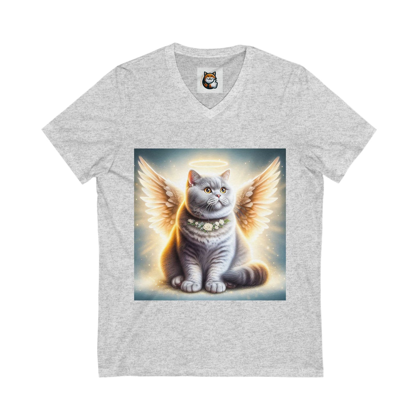 British Shorthair Angel Jersey Short Sleeve V-Neck Tee