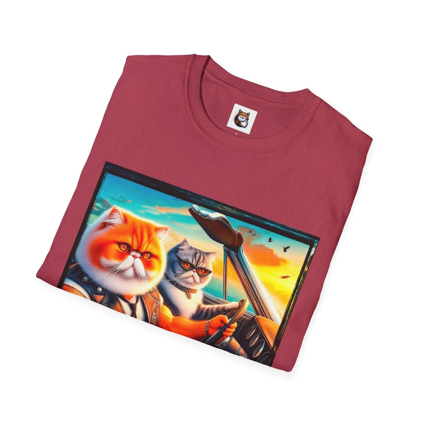 Wacky Exotic Shorthair Cat Unisex Softstyle T-Shirt by Printify