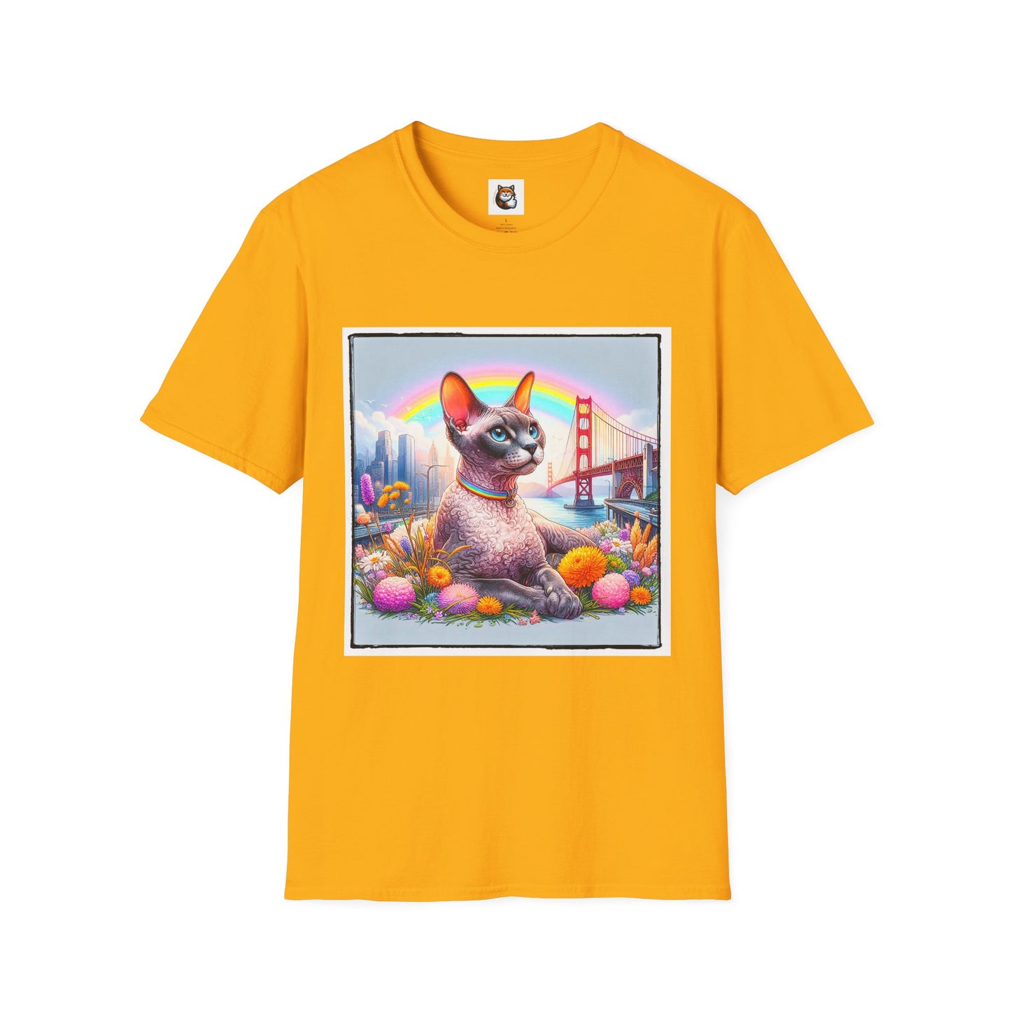 Devon Rex Cat rainbow Softstyle T-Shirt