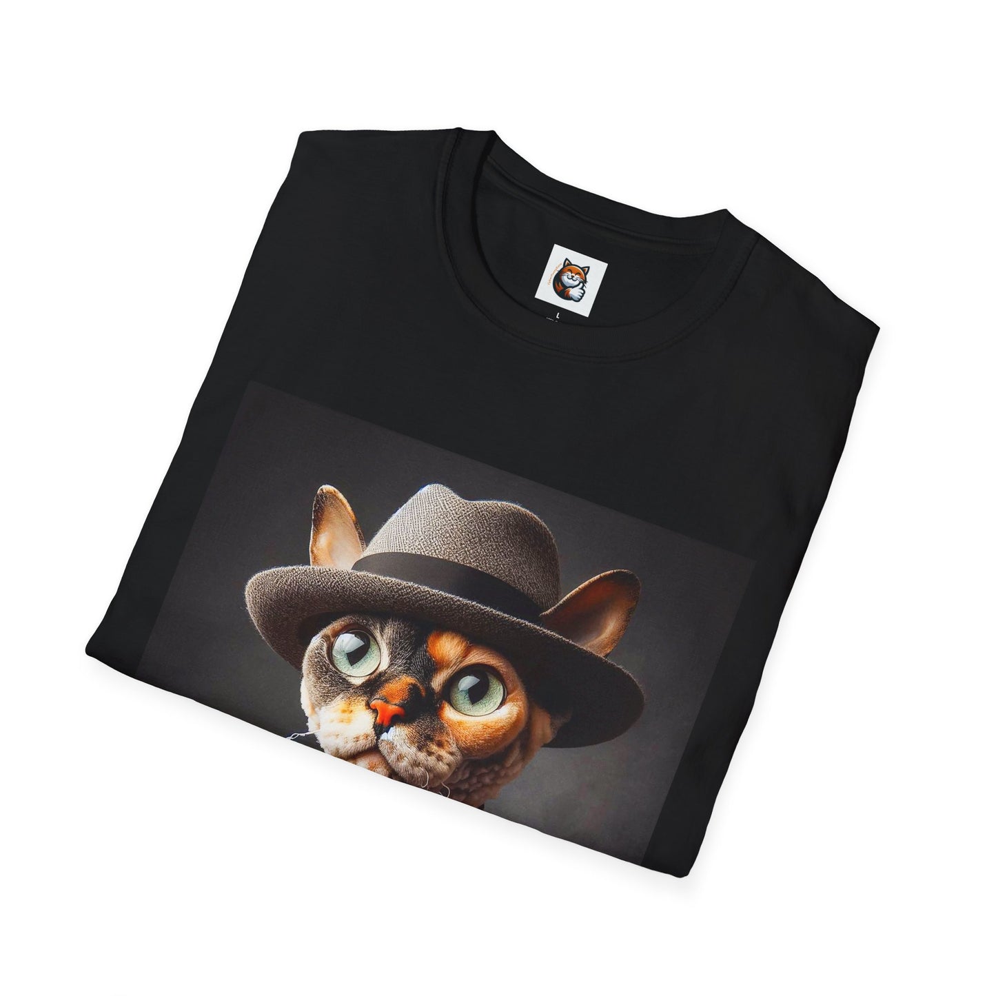 Devon Rex Cat hat and tie Softstyle T-Shirt
