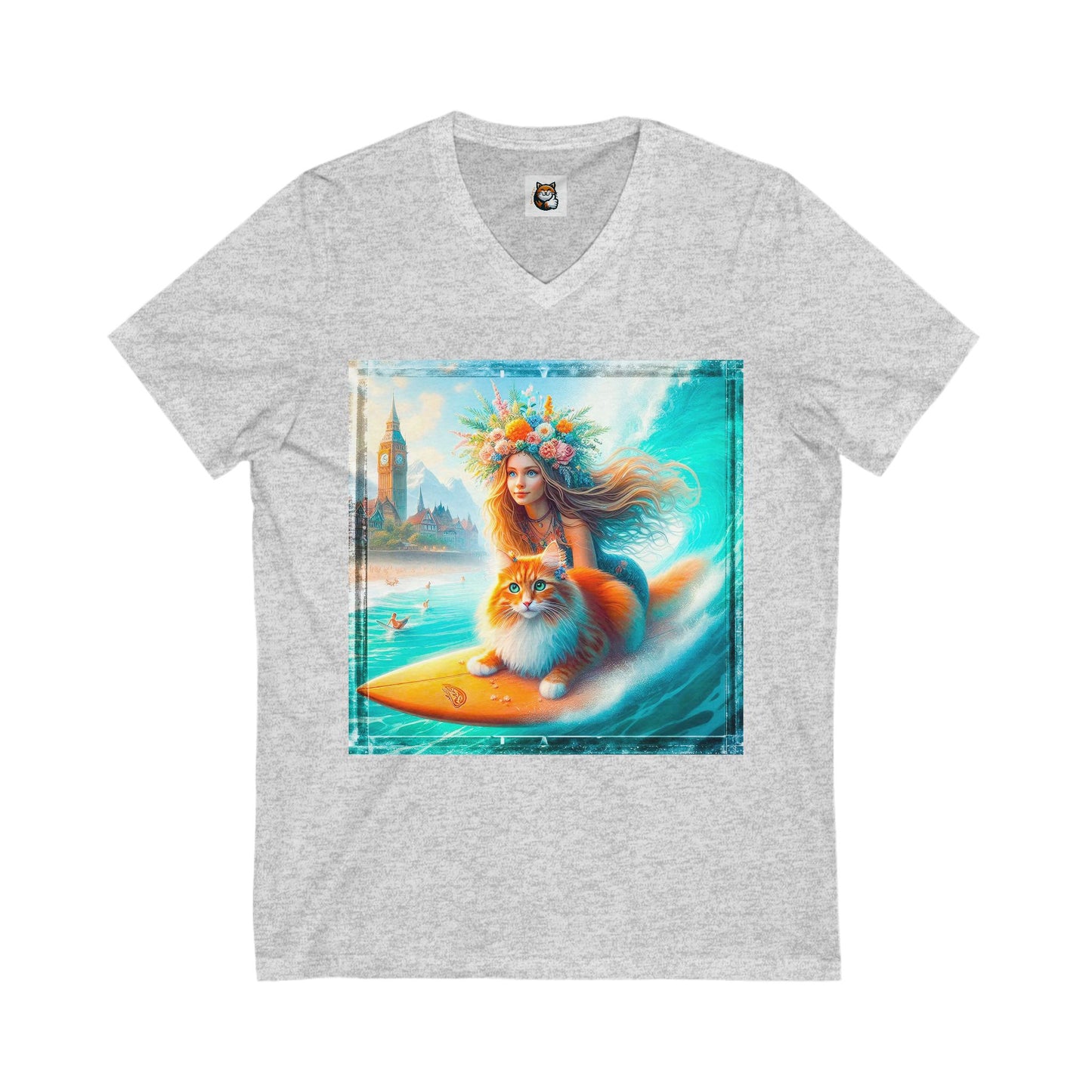 Norwegian Forest Cat Unisex Jersey Short Sleeve V-Neck Tee