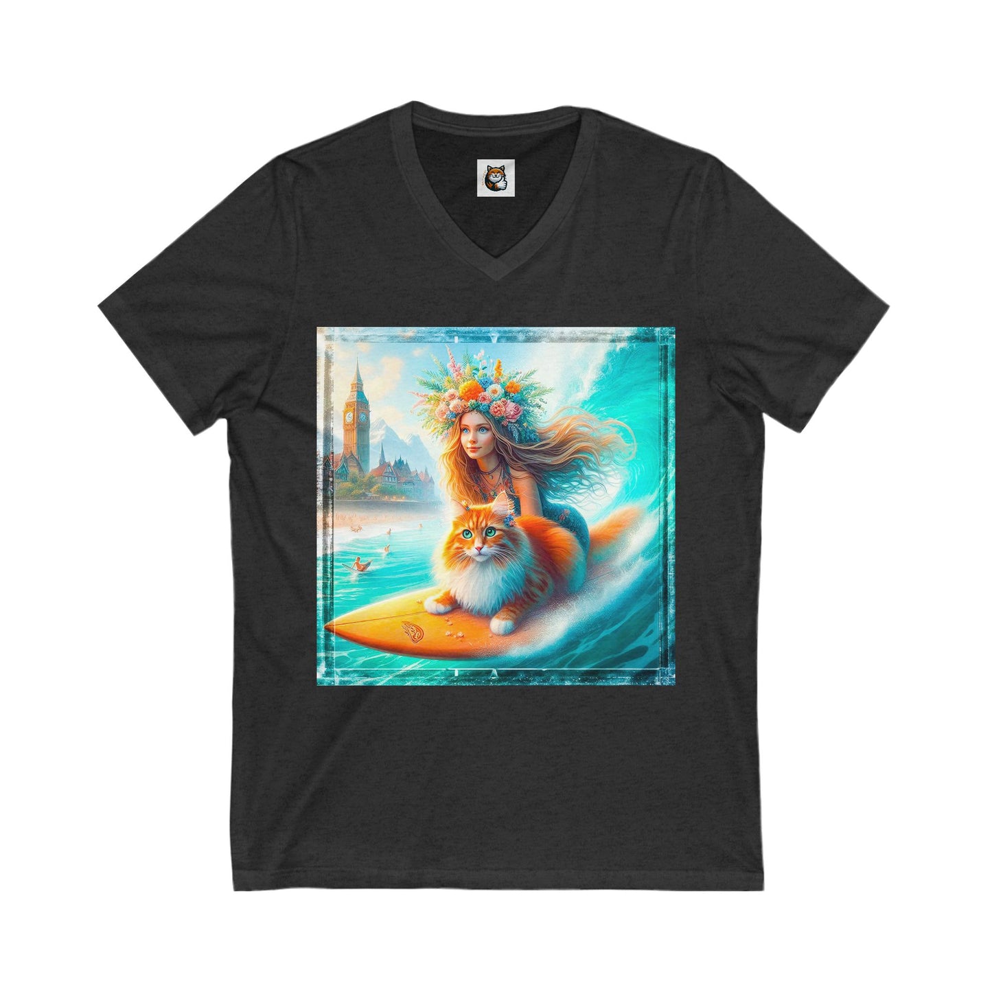 Norwegian Forest Cat Unisex Jersey Short Sleeve V-Neck Tee