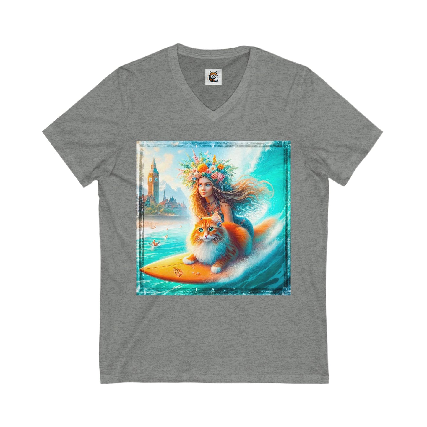 Norwegian Forest Cat Unisex Jersey Short Sleeve V-Neck Tee