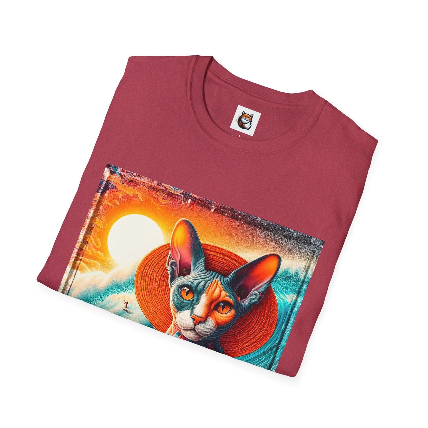 Devon Rex Cat hawaiian surfer Softstyle T-Shirt by Printify
