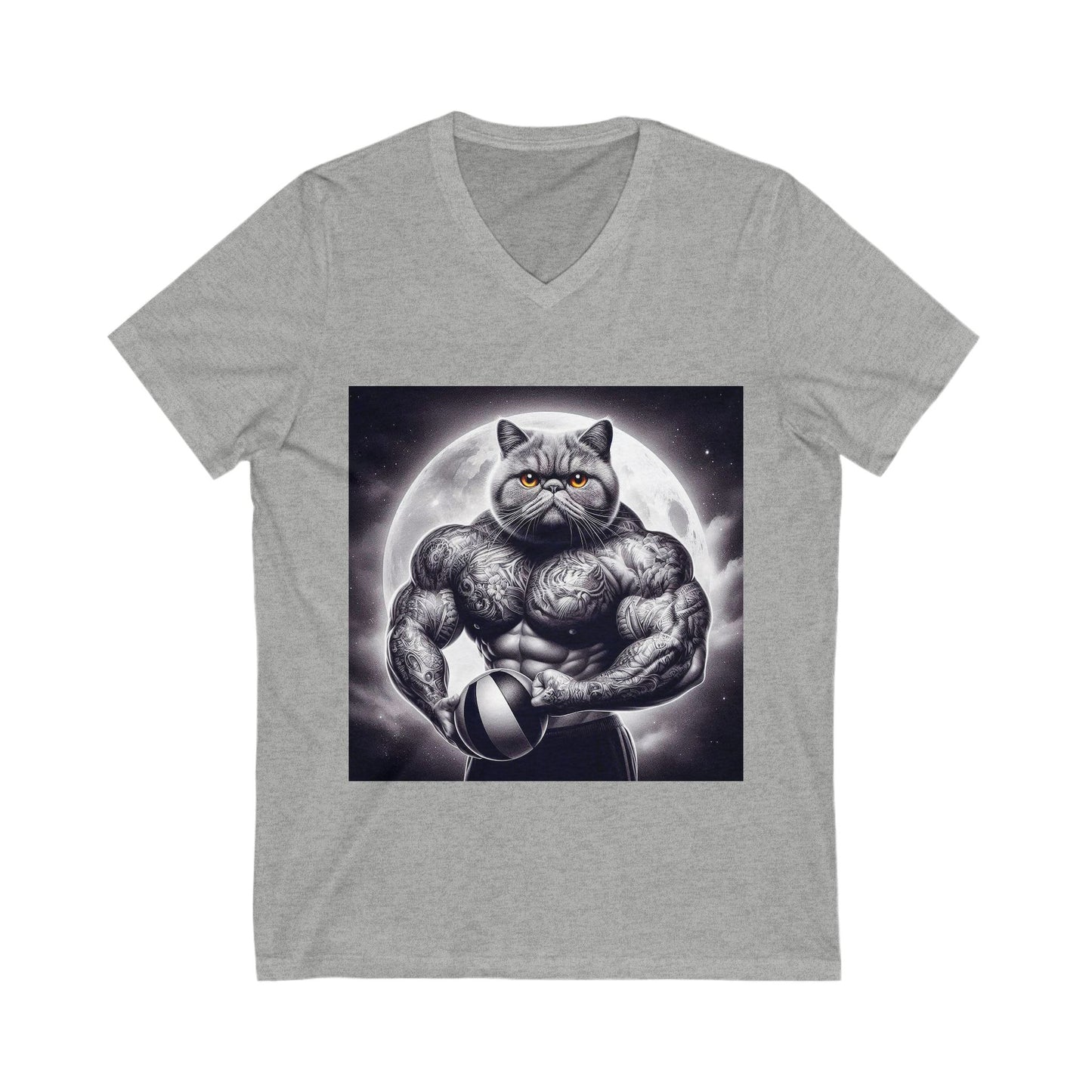 Exotic Shorthair Cat Unisex Jersey Short Sleeve V-Neck Tee