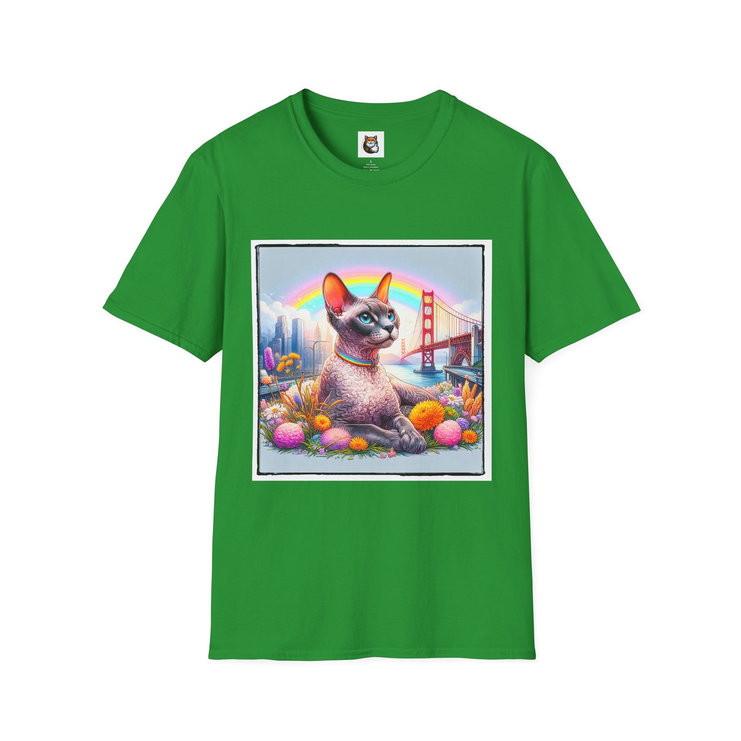 Devon Rex Cat rainbow Softstyle T-Shirt