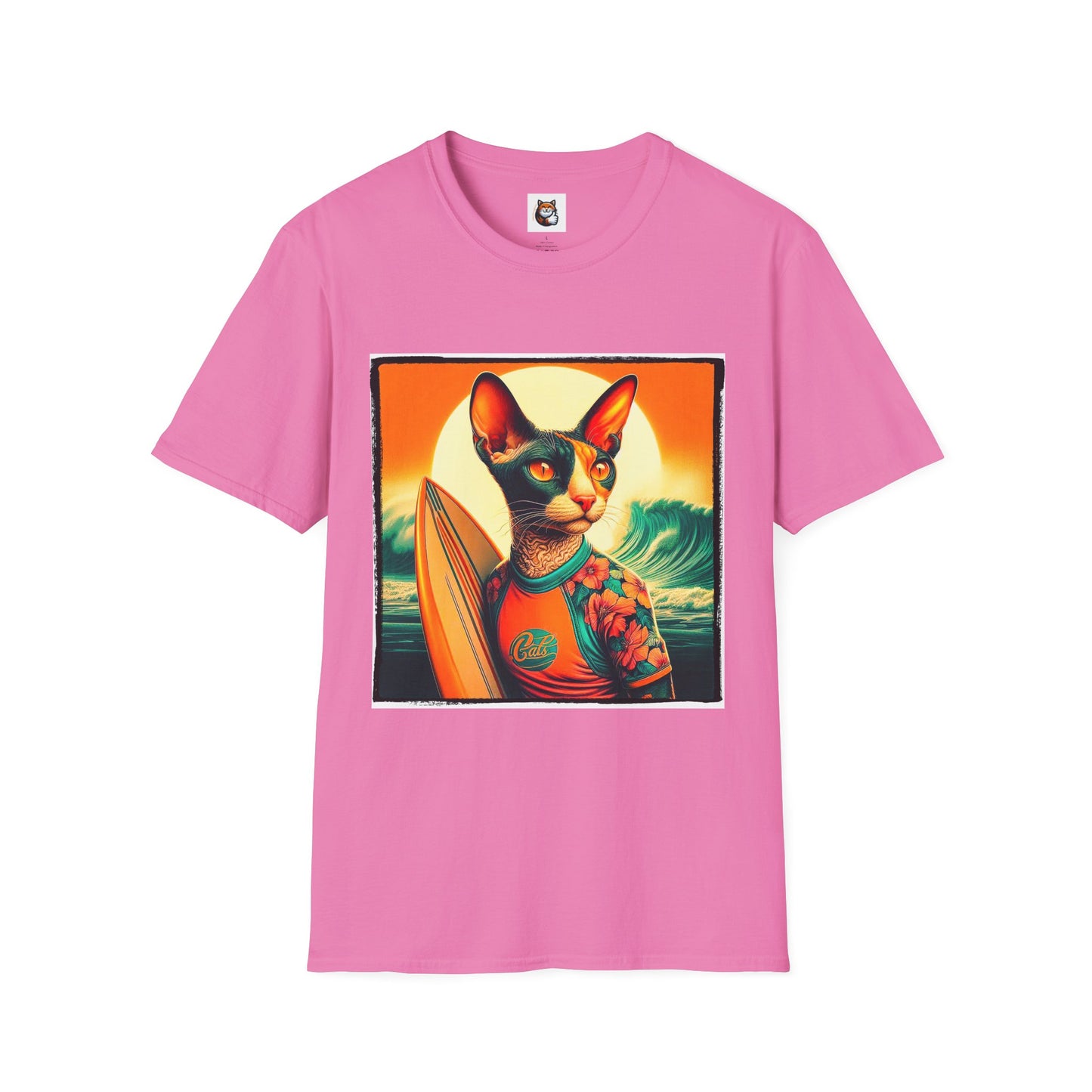 Cornish Rex Cat crashing waves T-Shirt