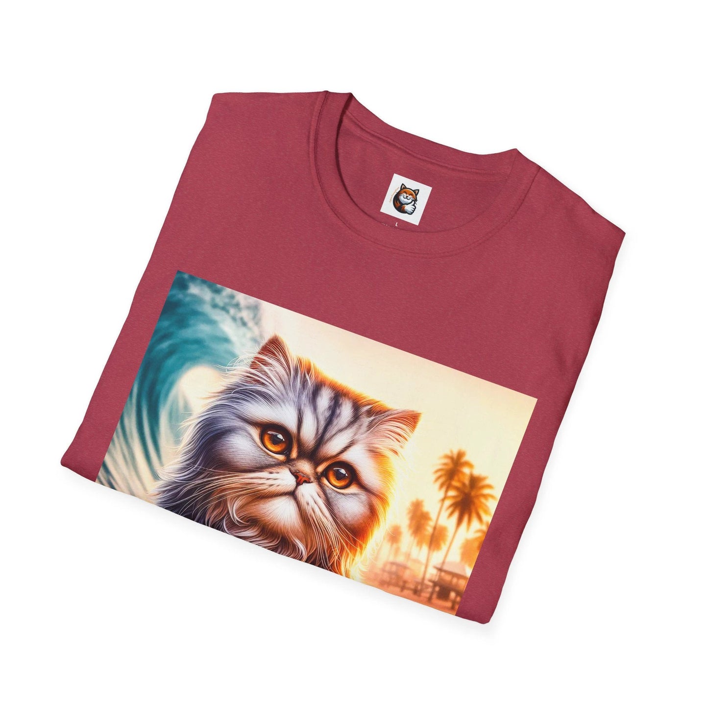 Selkirk Rex Cat T-Shirt angry surfer by Printify