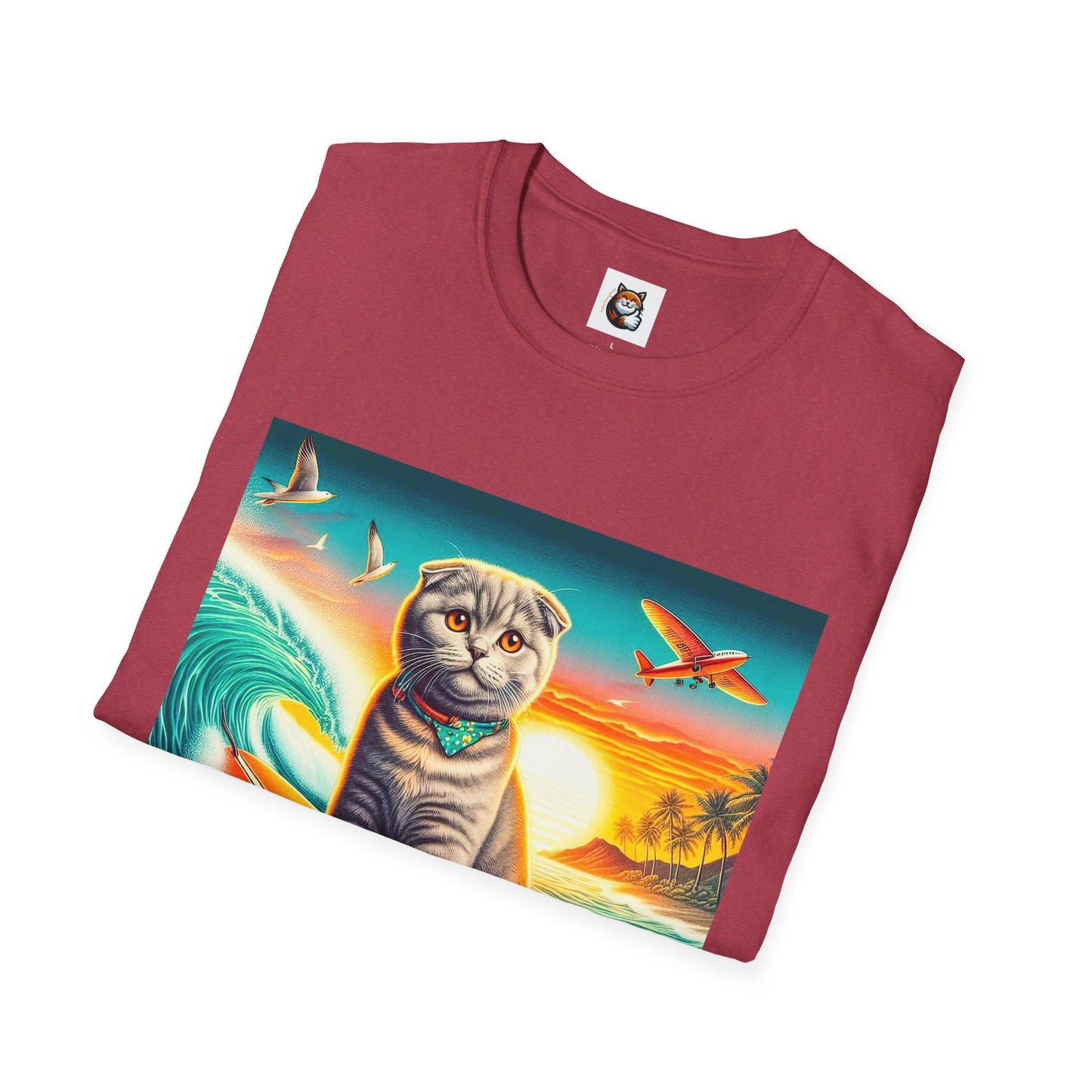 Scottish Fold Cat waves T-Shirt by Printify