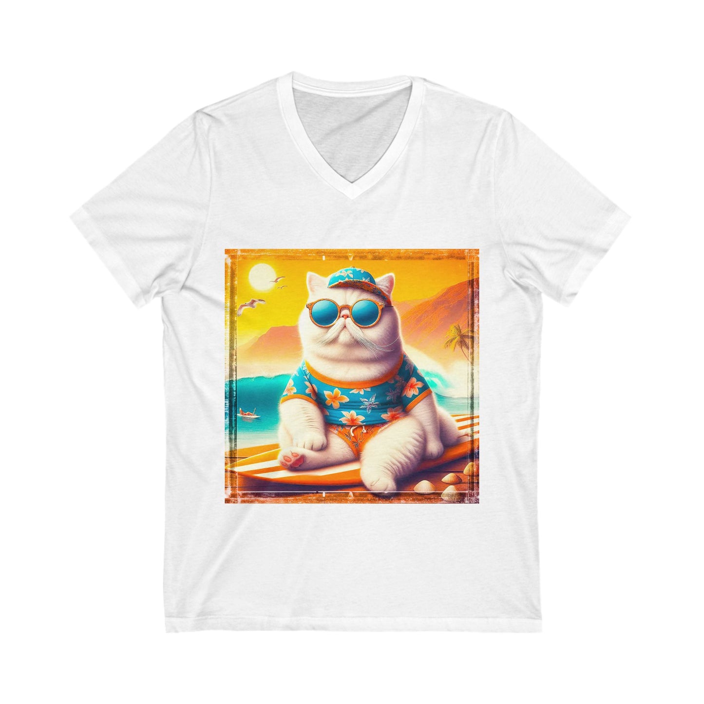 Exotic Shorthair Cat Unisex Jersey Short Sleeve V-Neck Tee