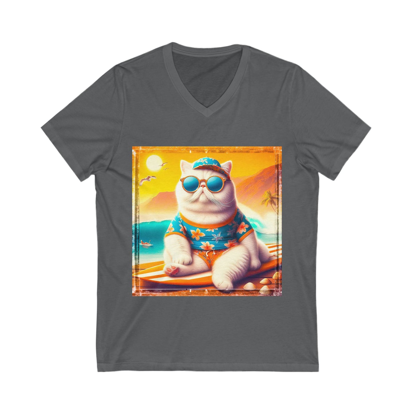 Exotic Shorthair Cat Unisex Jersey Short Sleeve V-Neck Tee
