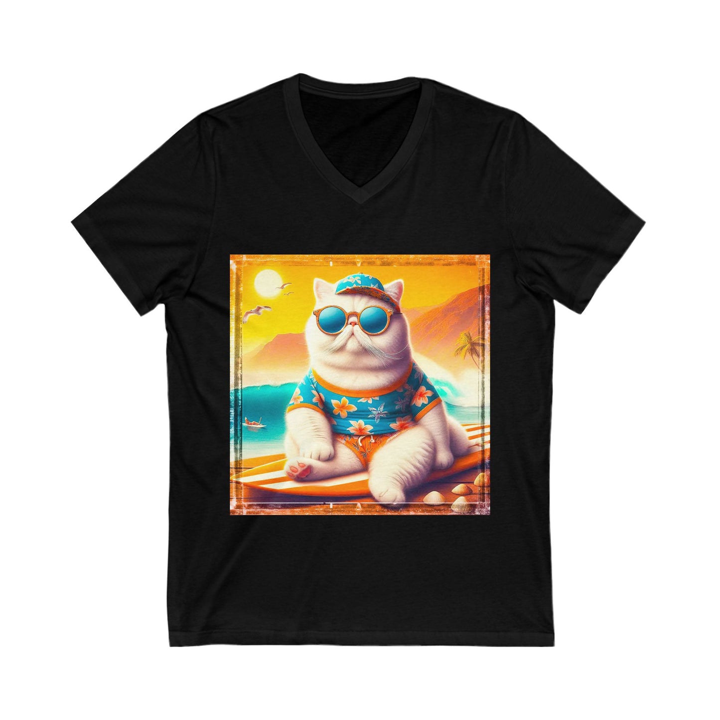 Exotic Shorthair Cat Unisex Jersey Short Sleeve V-Neck Tee