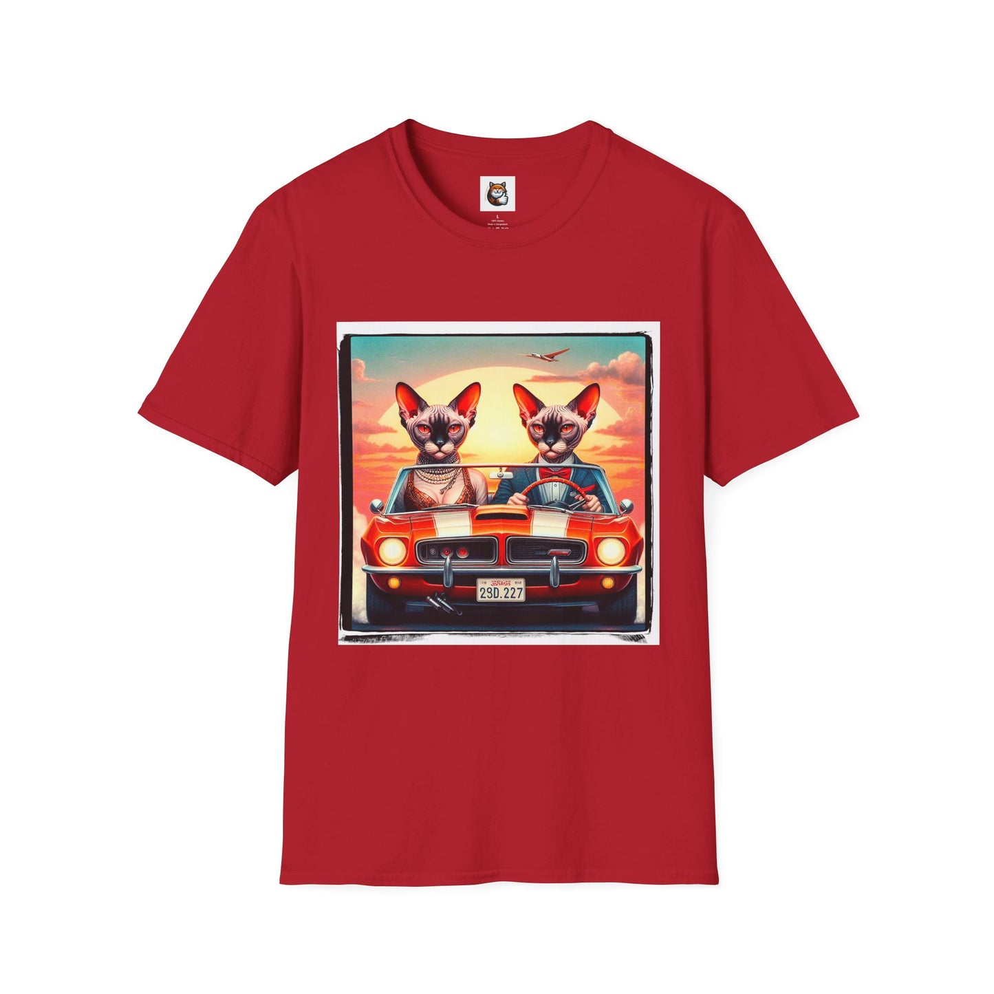 Wacky Devon Rex vintage car Unisex Softstyle T-Shirt