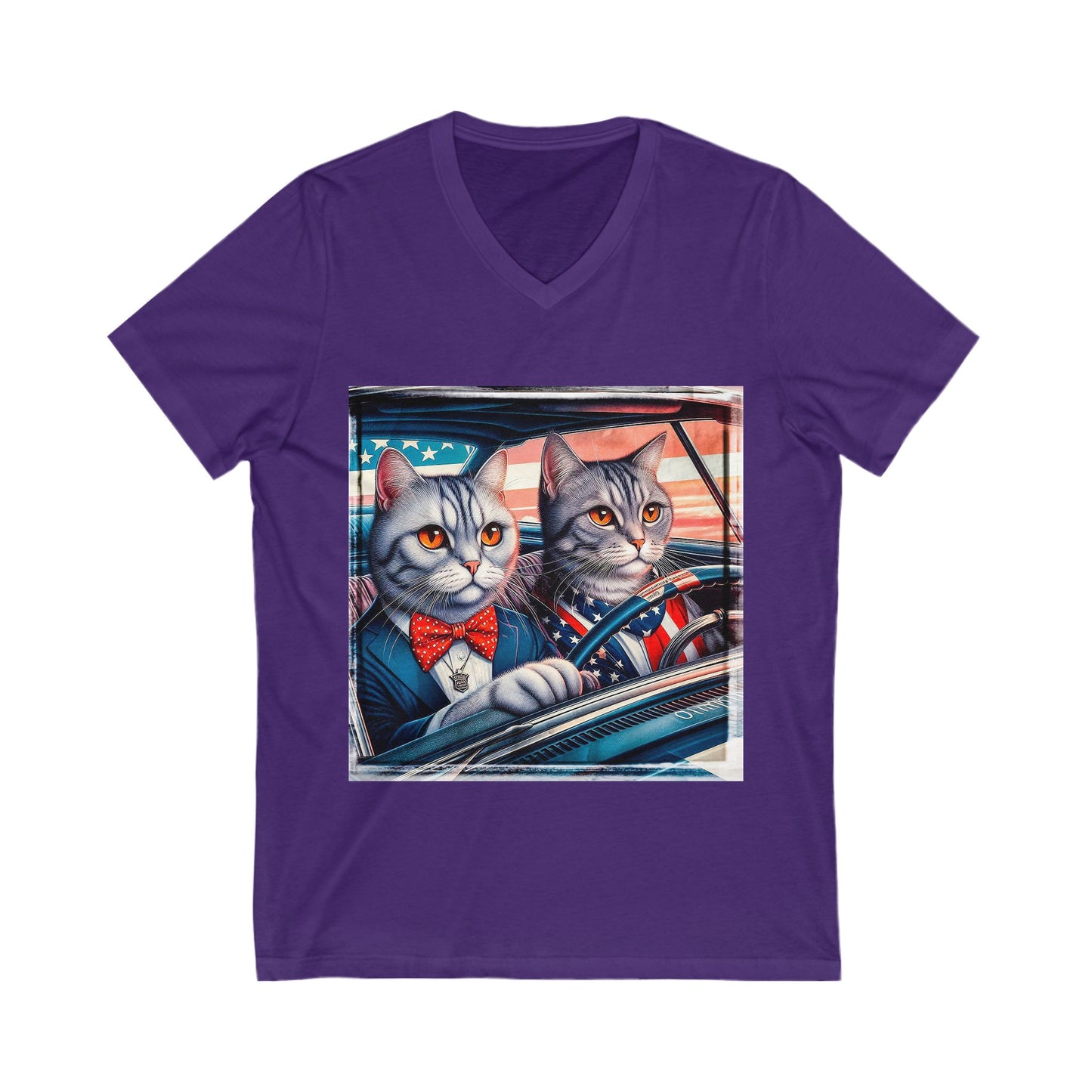 Wacky American friends driving Unisex Jersey Short Sleeve V-Neck Tee