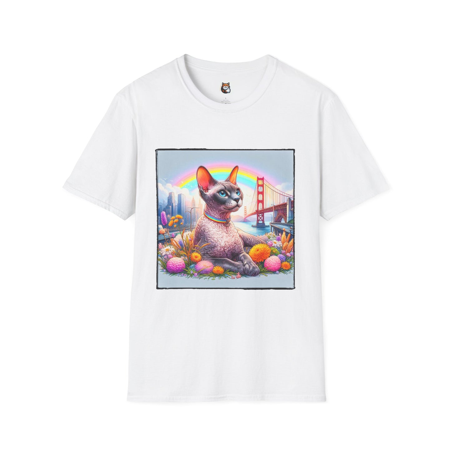 Devon Rex Cat rainbow Softstyle T-Shirt