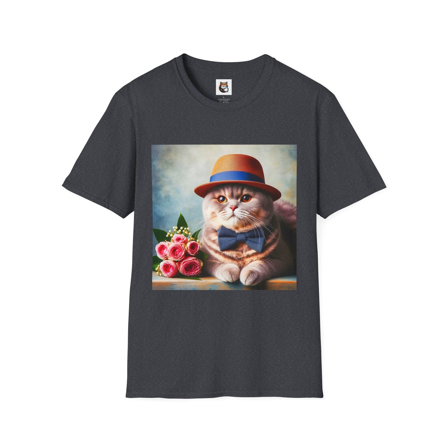 British Shorthair hat and bow Unisex Softstyle T-Shirt