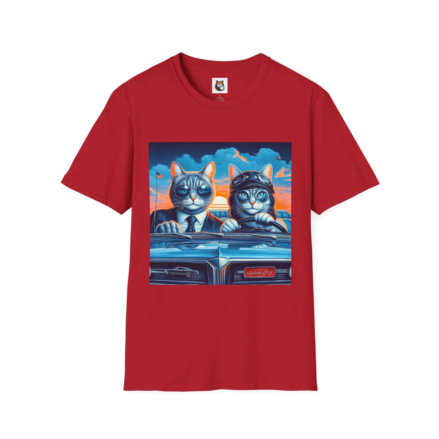 Wacky Russian Blue Cat cute couple driving T-Shirt
