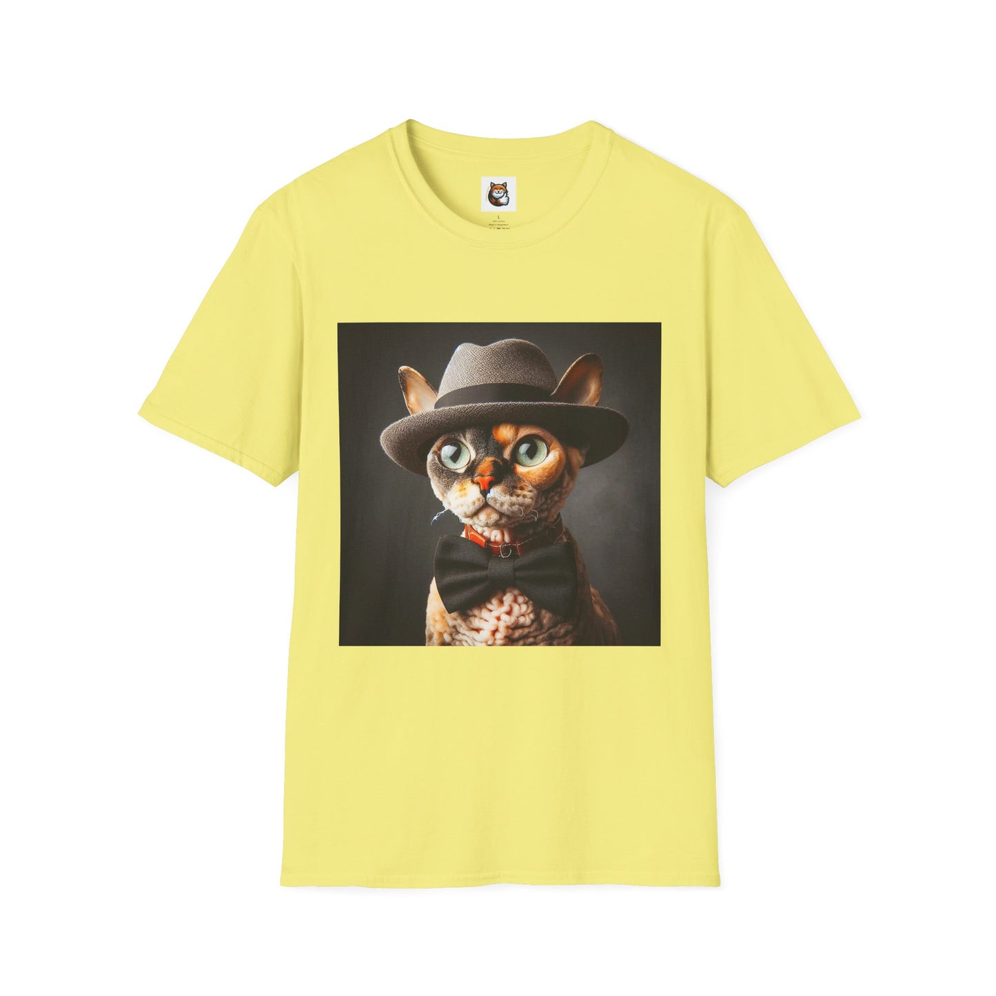 Devon Rex Cat hat and tie Softstyle T-Shirt