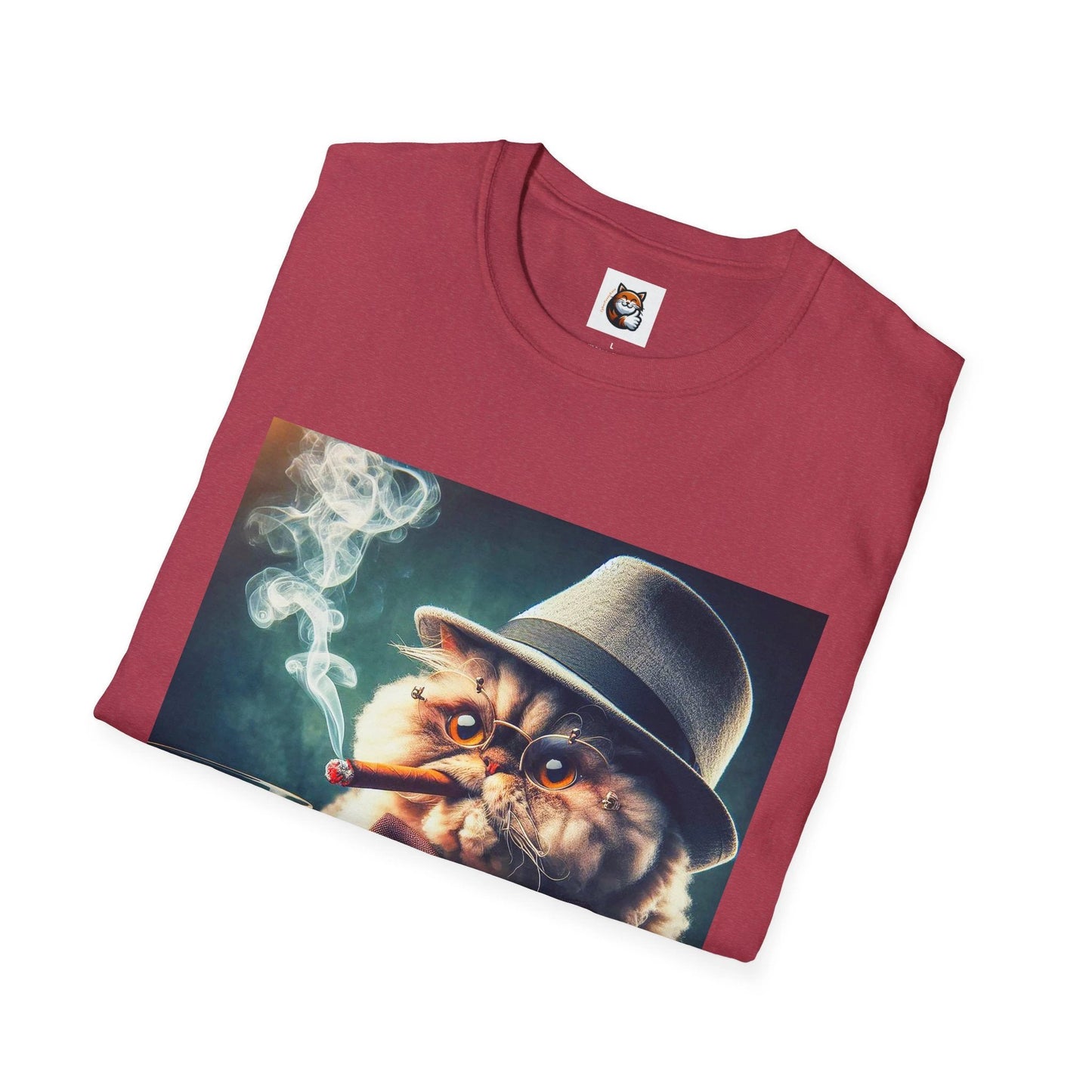 Selkirk Rex Cat T-Shirt cigars and whiskey by Printify