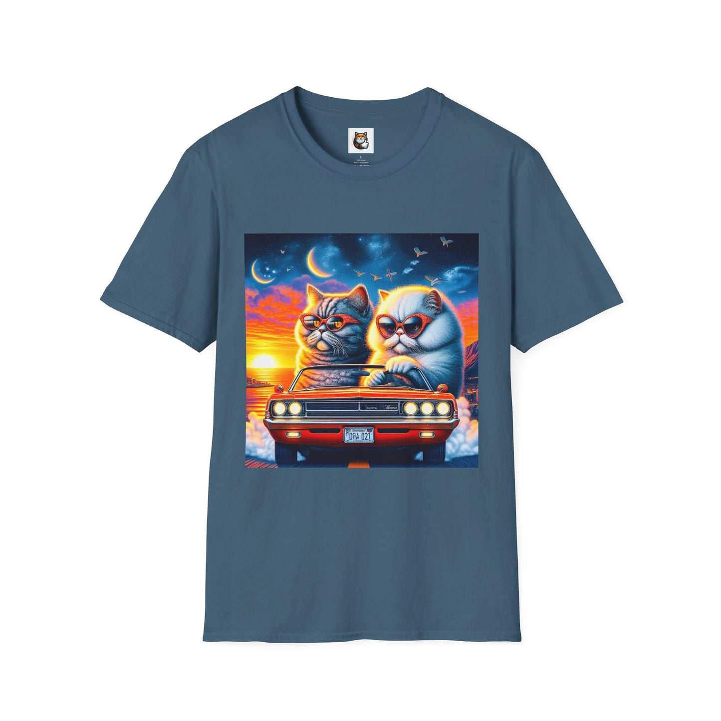Selkirk Rex Cat T-Shirt sunset driving