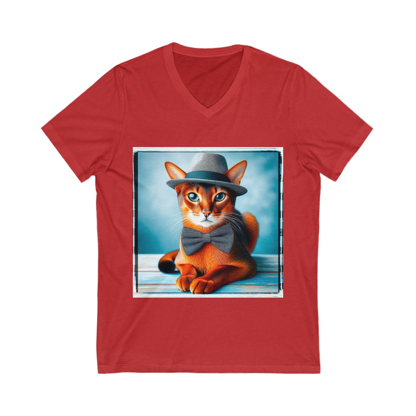 Abyssinian bow tie cutie Jersey Short Sleeve V-Neck Tee