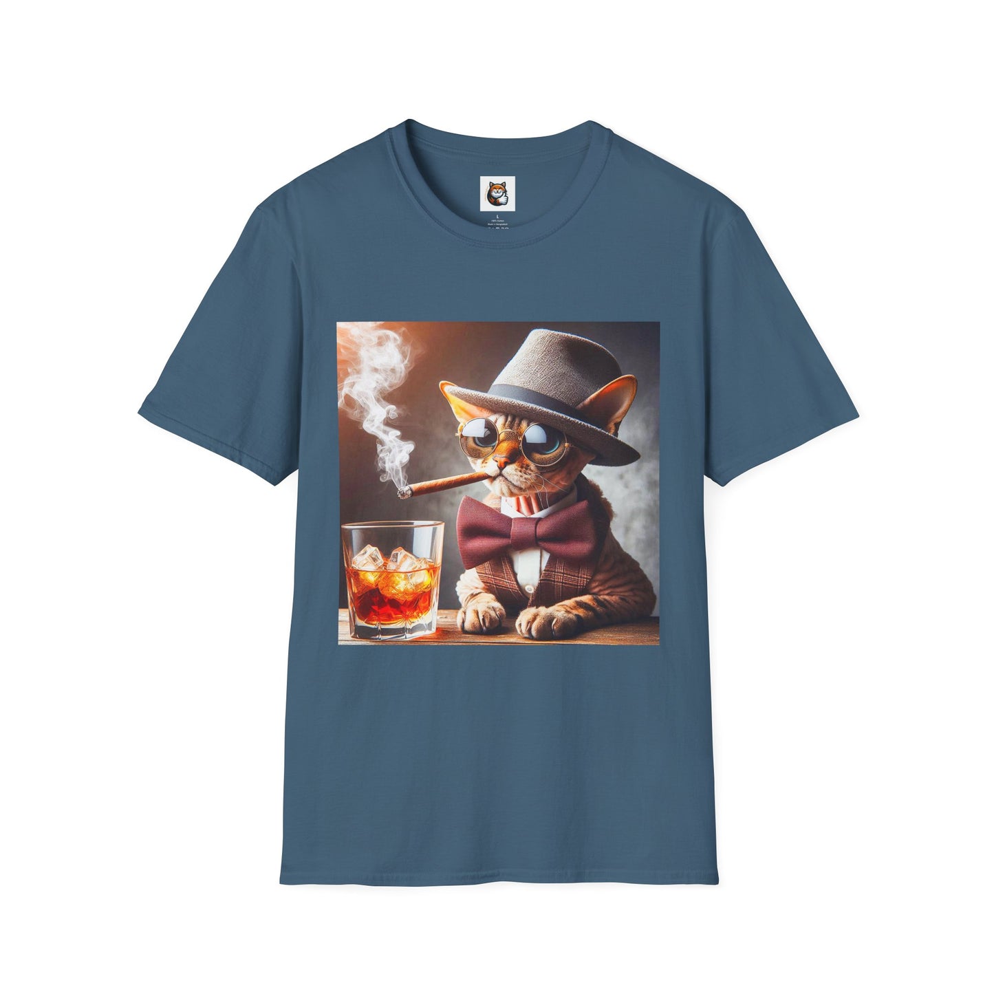 Devon Rex Cat whiskey drinker Softstyle T-Shirt