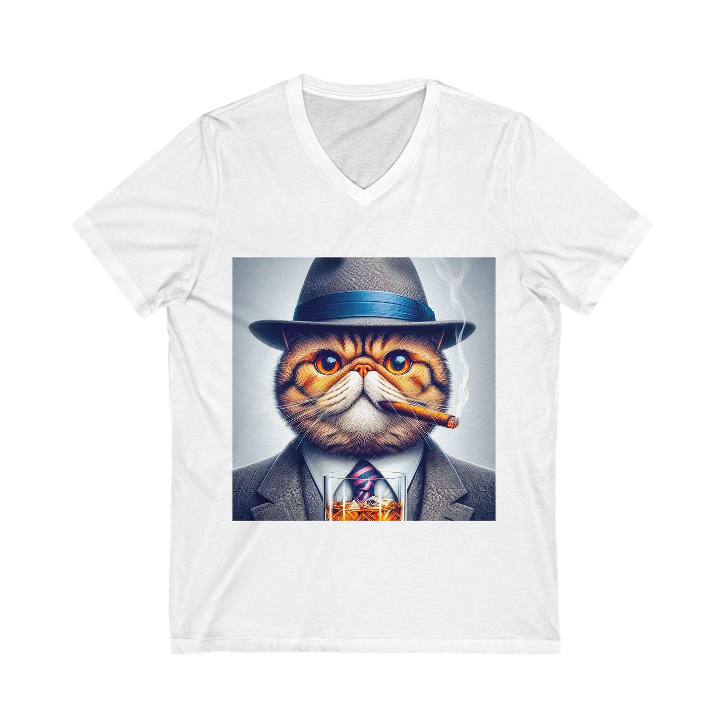 Exotic Shorthair Cat Unisex Jersey Short Sleeve V-Neck Tee