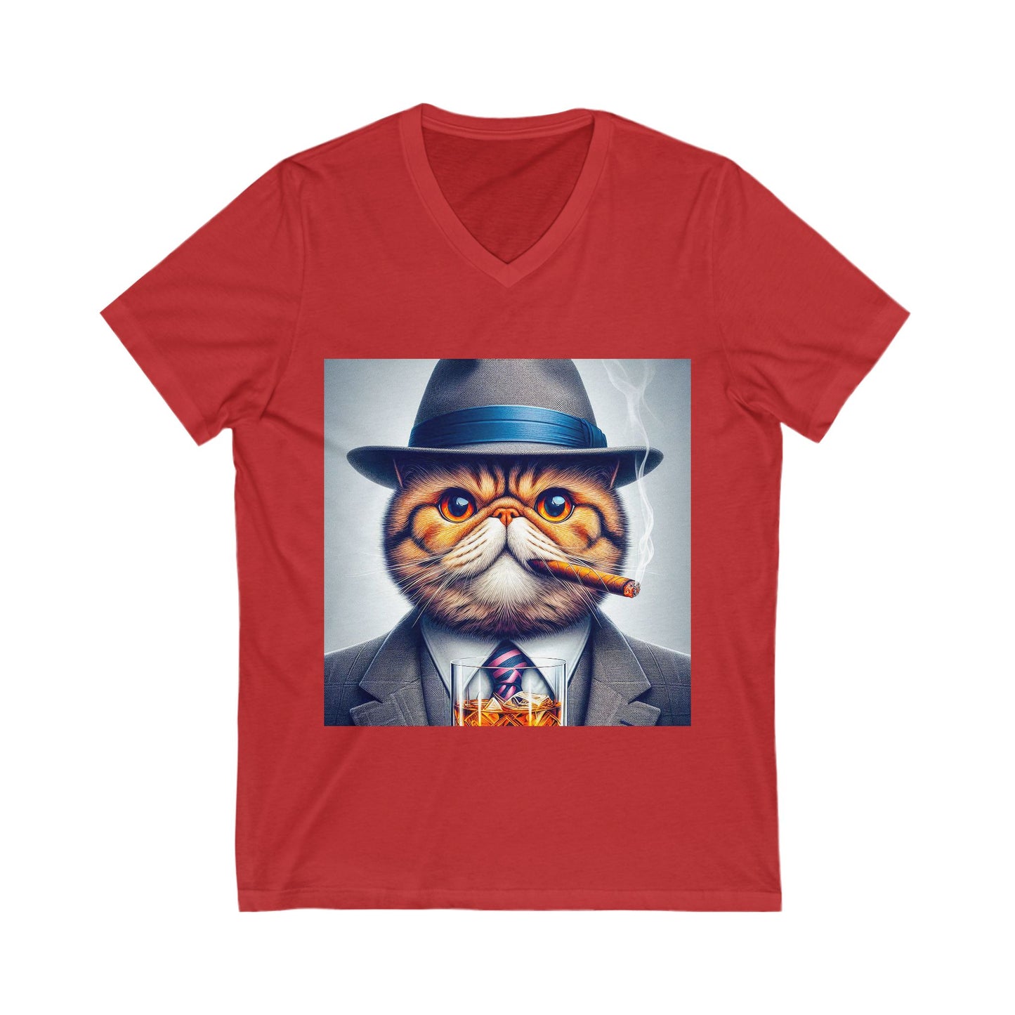 Exotic Shorthair Cat Unisex Jersey Short Sleeve V-Neck Tee