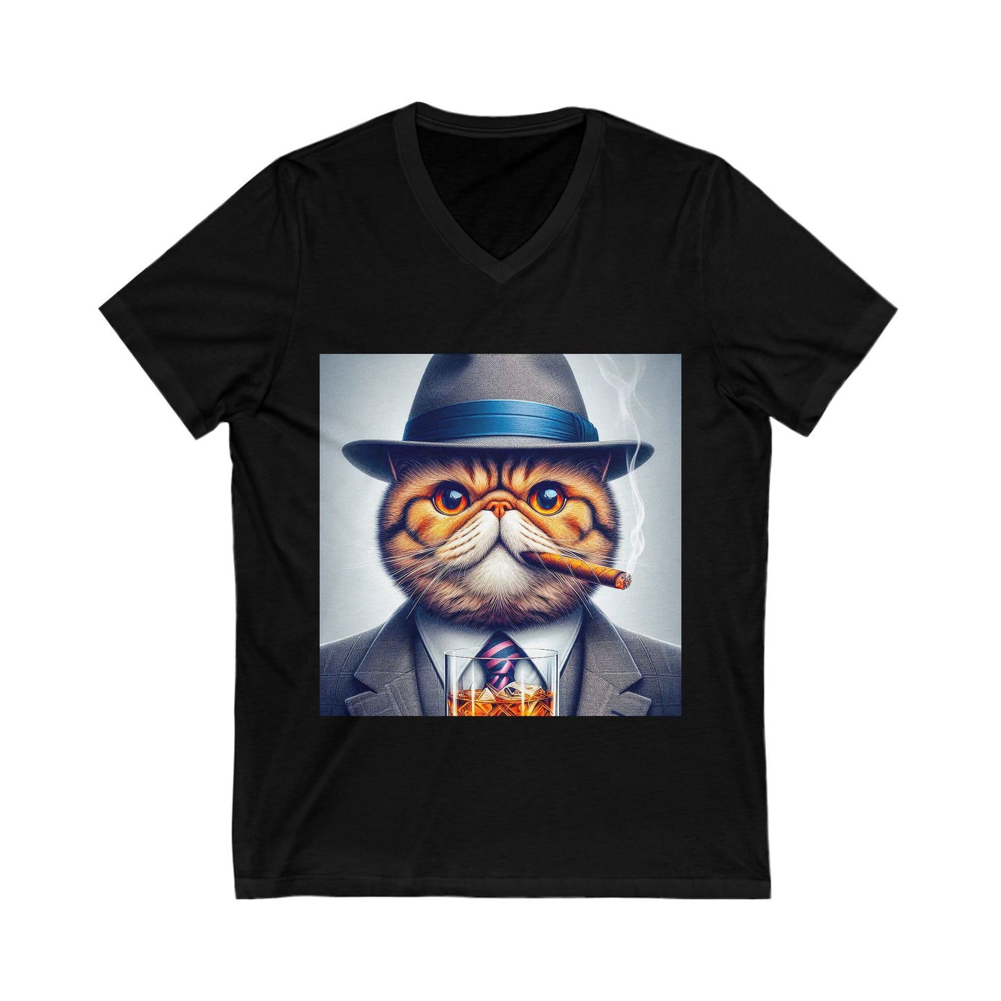 Exotic Shorthair Cat Unisex Jersey Short Sleeve V-Neck Tee