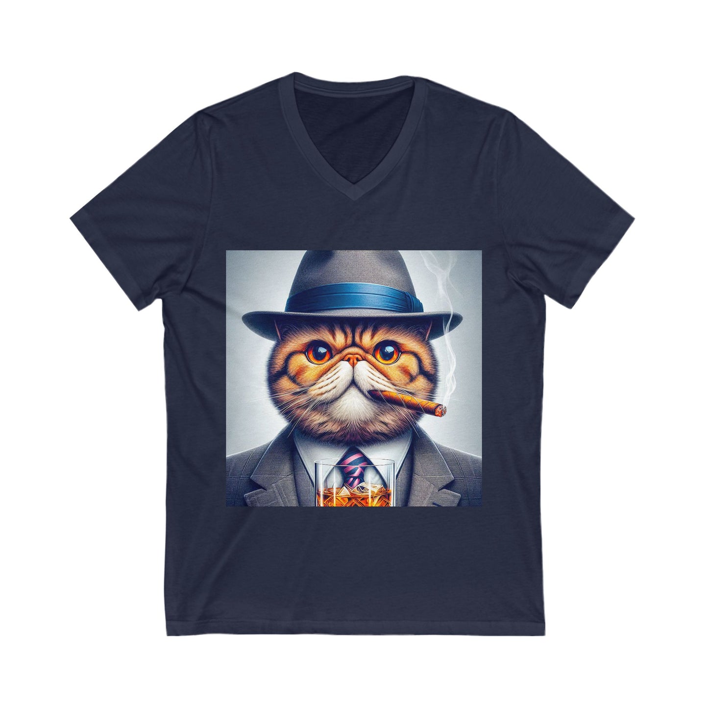 Exotic Shorthair Cat Unisex Jersey Short Sleeve V-Neck Tee