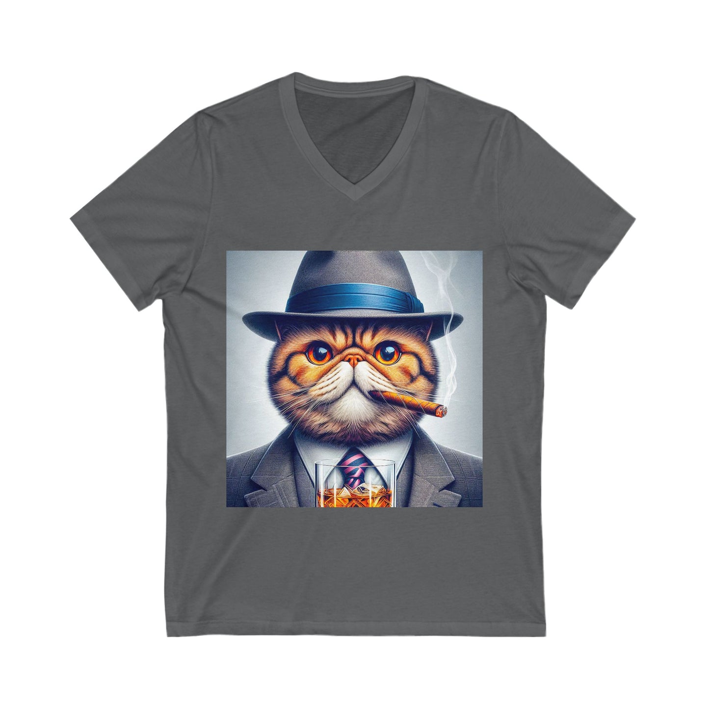 Exotic Shorthair Cat Unisex Jersey Short Sleeve V-Neck Tee
