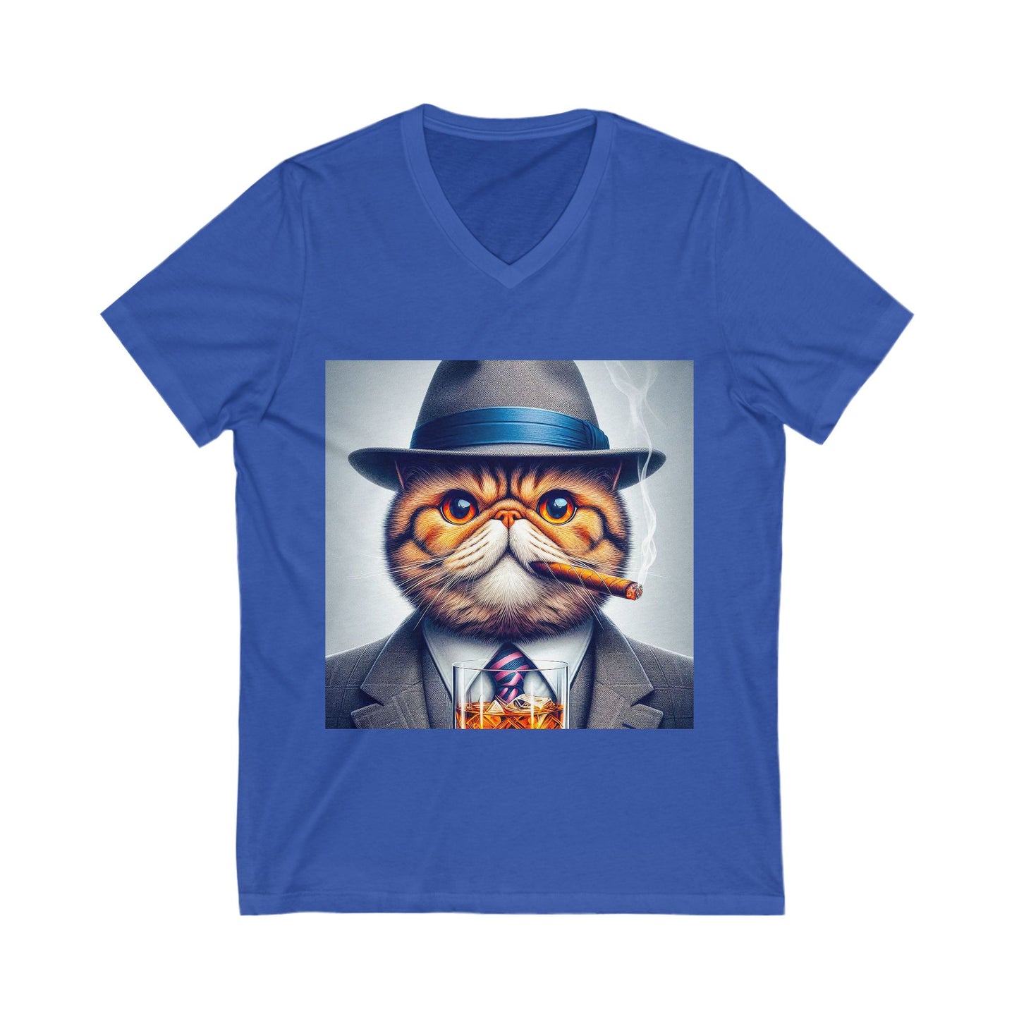 Exotic Shorthair Cat Unisex Jersey Short Sleeve V-Neck Tee