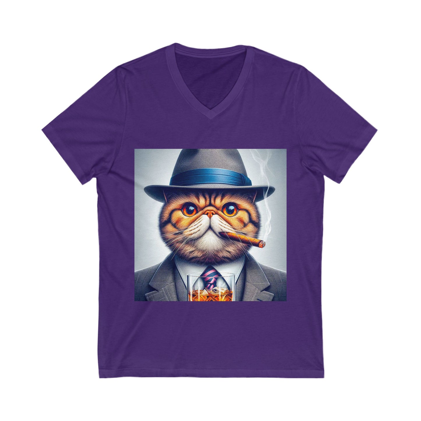 Exotic Shorthair Cat Unisex Jersey Short Sleeve V-Neck Tee