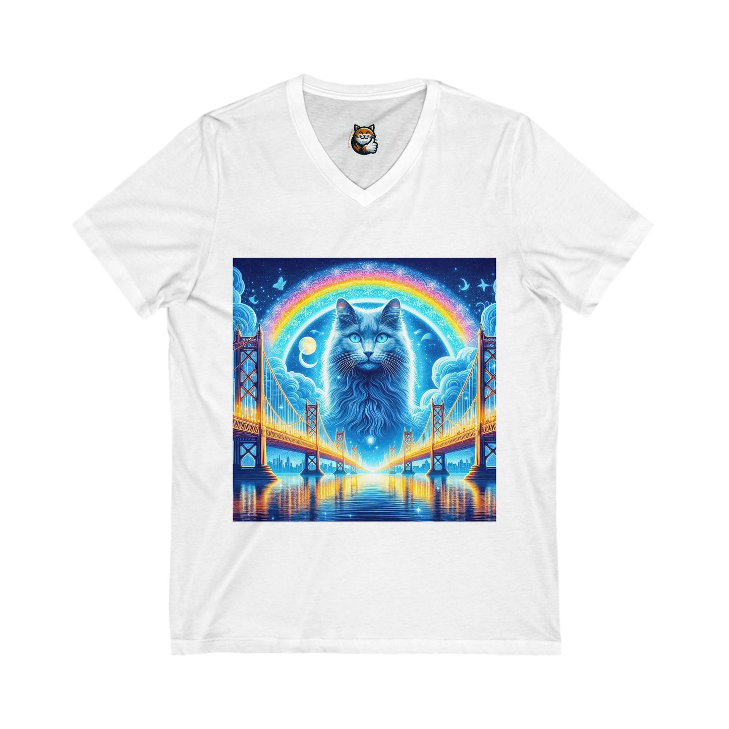 Russian Blue Cat Unisex Jersey Short Sleeve V-Neck Tee