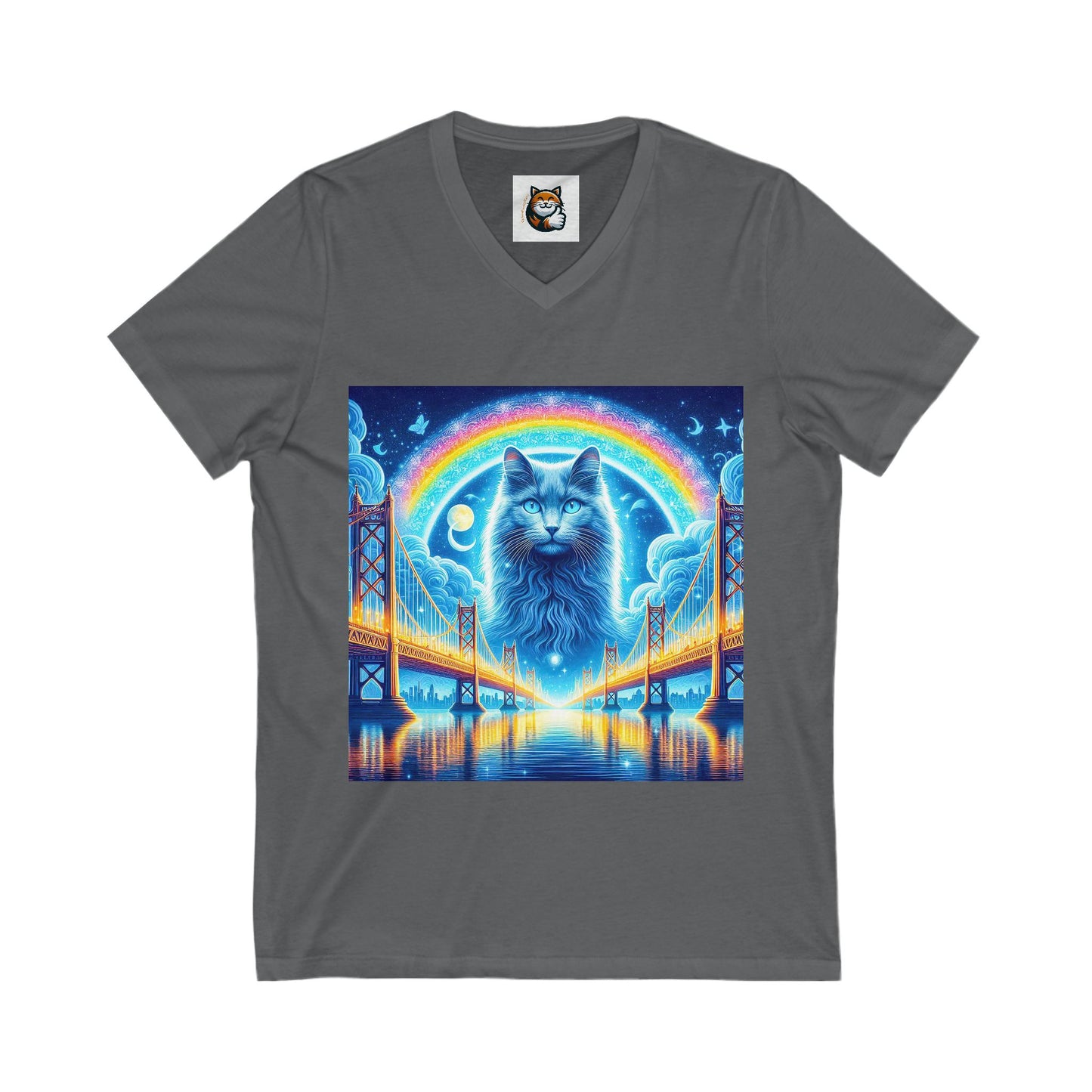 Russian Blue Cat Unisex Jersey Short Sleeve V-Neck Tee