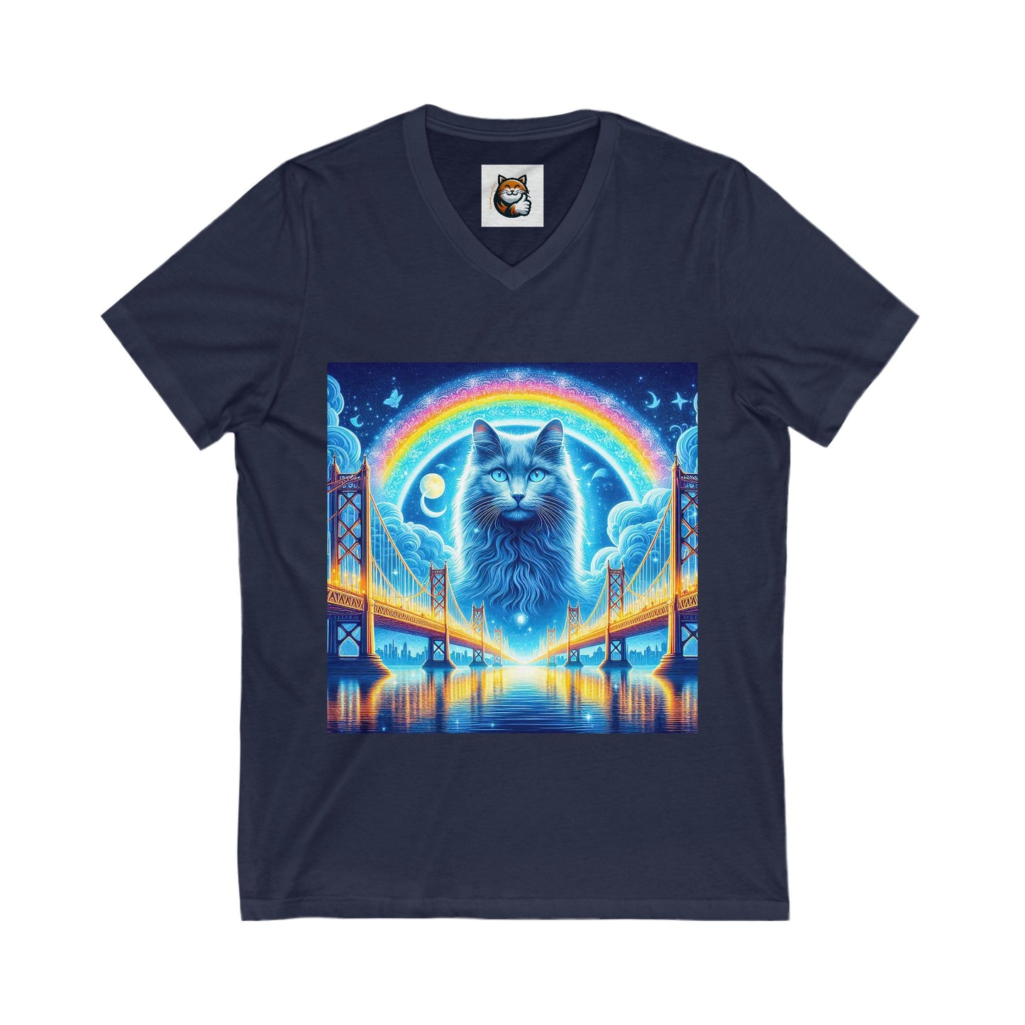 Russian Blue Cat Unisex Jersey Short Sleeve V-Neck Tee