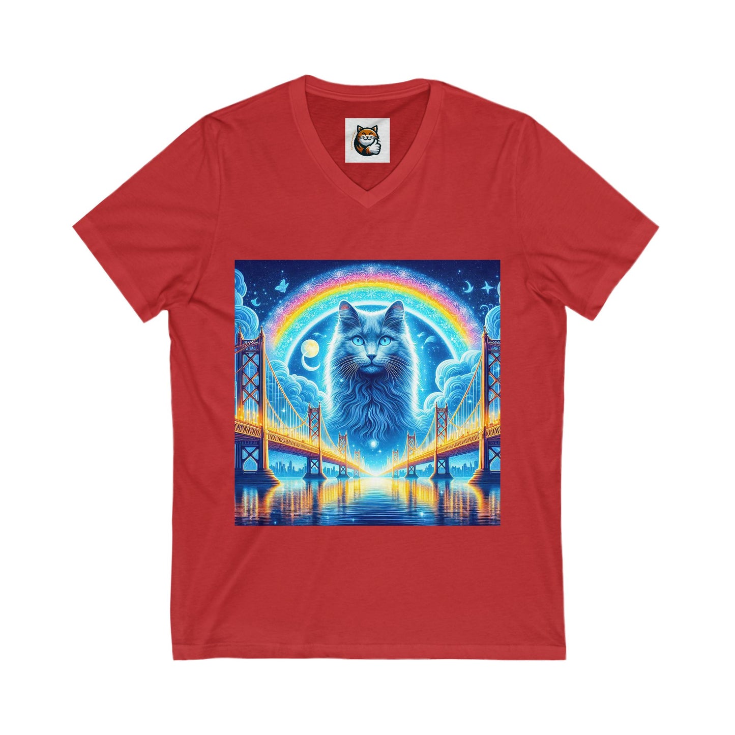 Russian Blue Cat Unisex Jersey Short Sleeve V-Neck Tee