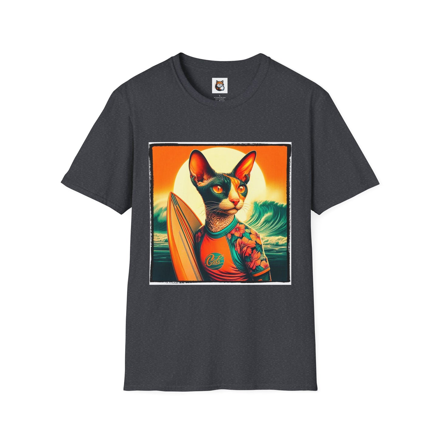 Cornish Rex Cat crashing waves T-Shirt