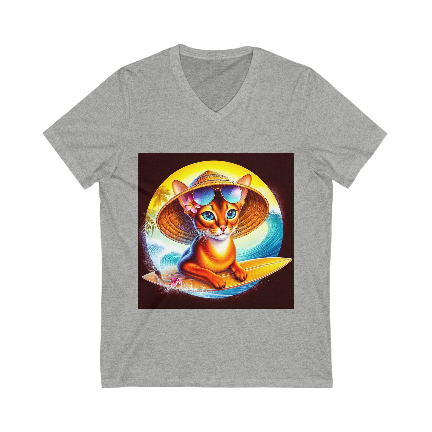 Abyssinian surfing baby Jersey Short Sleeve V-Neck Tee