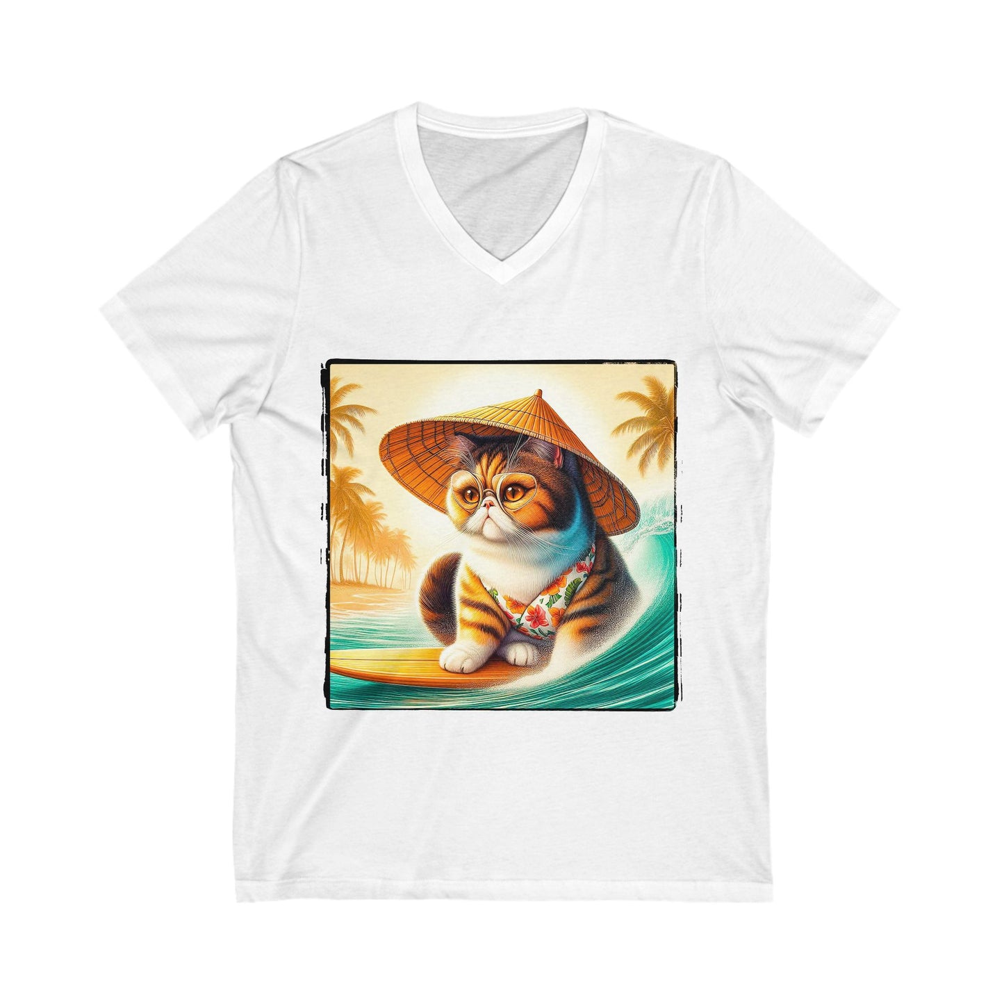Exotic Shorthair Cat Unisex Jersey Short Sleeve V-Neck Tee
