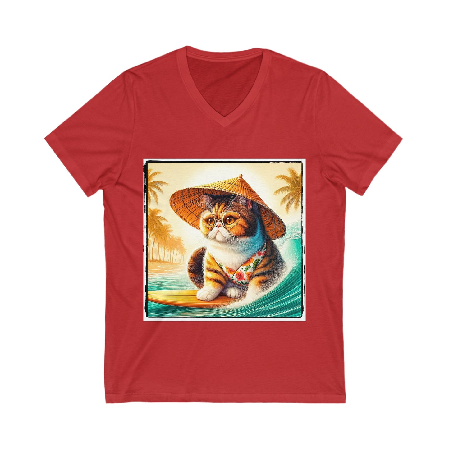 Exotic Shorthair Cat Unisex Jersey Short Sleeve V-Neck Tee