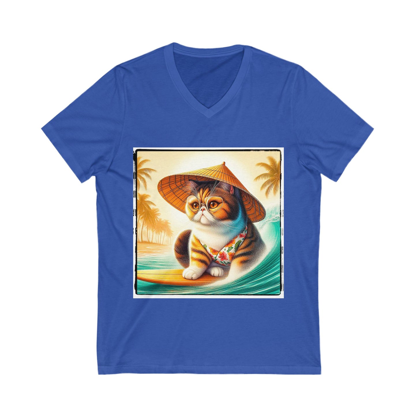 Exotic Shorthair Cat Unisex Jersey Short Sleeve V-Neck Tee