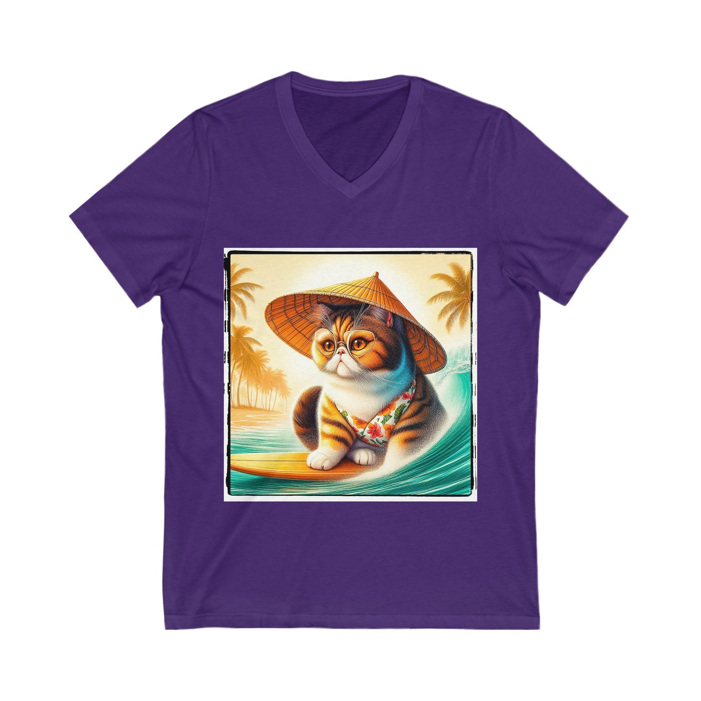 Exotic Shorthair Cat Unisex Jersey Short Sleeve V-Neck Tee